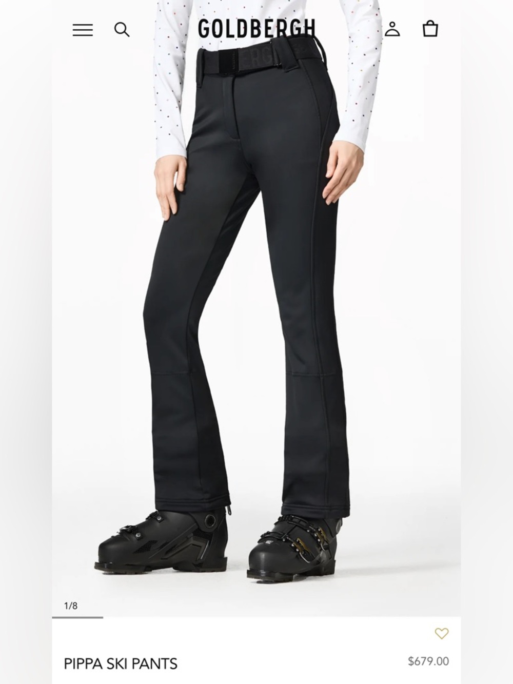 Goldbergh Pippa Black Boot-Cut Ski Pants NWT Size Small US 8.